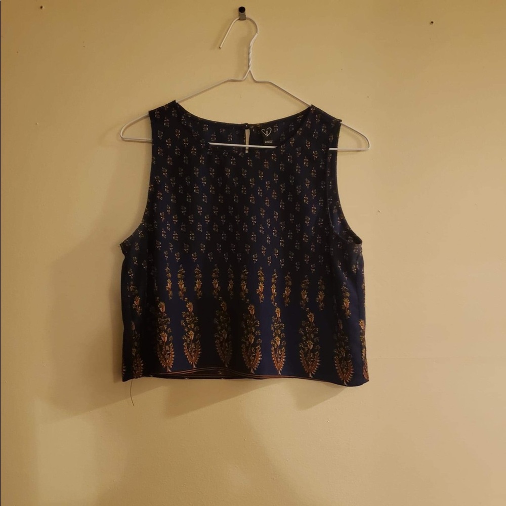 Dark blue design crop top small